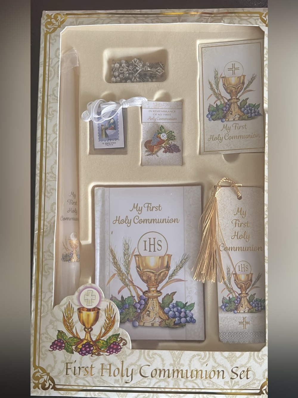 My First Holy Communion Set - White and Gold-NEW in box